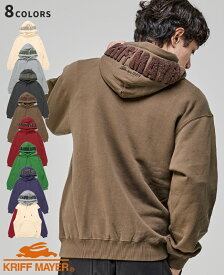【ブランド直営】サガラ刺繍 裏起毛 パーカー (フードロゴ) メンズ ユニセックス 長袖 スウェット フーディ プルオーバー 刺繍 シンプル 綿100 コットン カジュアル アウトドア ペアルック お揃い 秋 冬 KRIFF MAYERクリフメイヤー【2025FW】