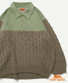 【ブランド直営】 コーデュロイ ドッキング ニット レディース トップス セーター 長袖 異素材 ケーブルニット 大人カジュアル シンプル 秋 冬 KRIFF MAYER LADYSクリフメイヤーレディース【2025FW】