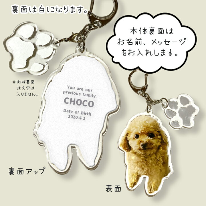 楽天市場】肉球付き ペットわんにゃん キーホルダー オリジナル 