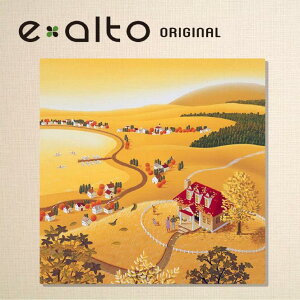 壁掛けアート アートパネル 風景画/イラストレーター 高橋宣孝 たかはしのぶたか/イラスト 絵画/風景画 赤い屋根と秋の風景のイラスト