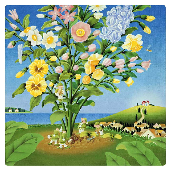 お1人様1点限り 壁掛けアート アートパネル 風景画 イラストレーター 高橋宣孝 たかはしのぶたか イラスト 絵画 風景画イラスト 花 小人 妖精 レース 演奏 ピアノ 赤い屋根の家 丘 海 青空 Nrockconstruction Com