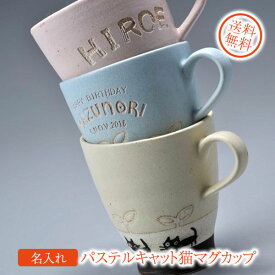名入れ プレゼント パステルキャット猫マグカップ ギフトBOX入り