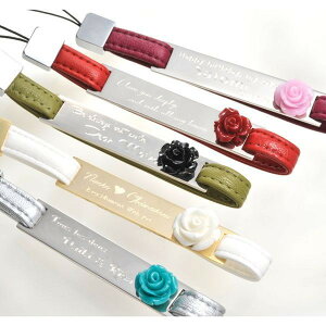 【名入れ プレゼント】 オリジナルプレートストラップ(合皮)アクリルローズ-1ポイント