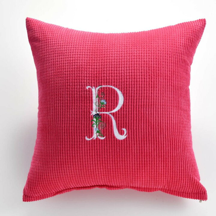 楽天市場 名入れ クッション 母の日 父の日 誕生日 プレゼント 刺繍 アルファベット 花文字 肉厚ふわふわクッション 50ｘ50ｍｍ 名入れギフト専門 エンジェリック