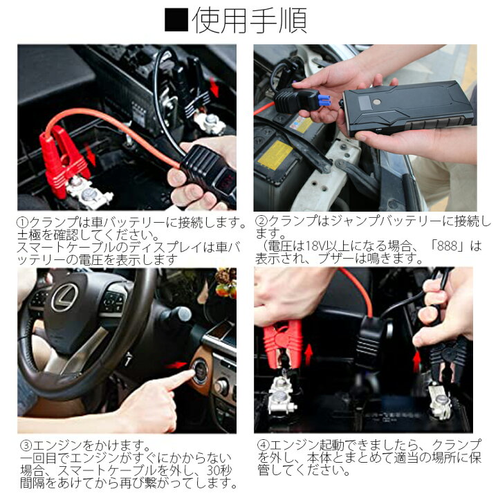楽天市場 ジャンプスターター 12v専用 エンジンスターター ガソリン ディーゼル 両対応 100mah 1500a 車 バッテリー上がり 対策 懐中電灯 急速充電 Pse 1年保証 E Auto Fun