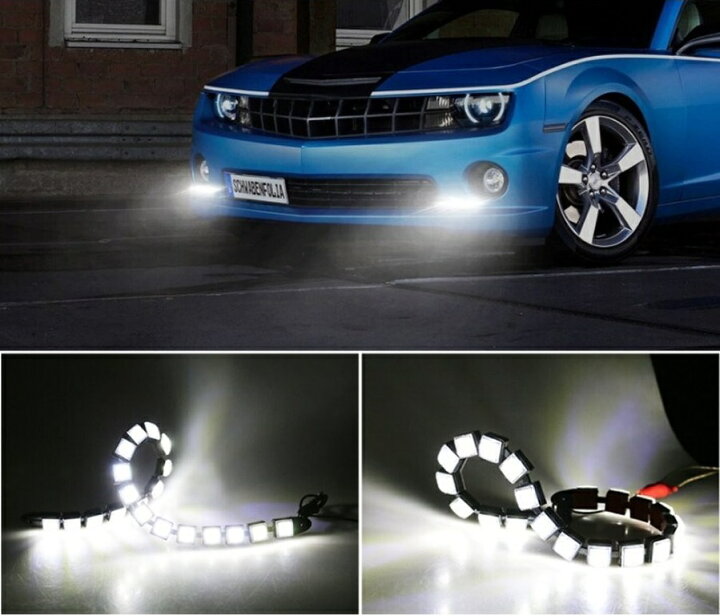 楽天市場 Ledスポットライト デイライト ホワイト アイスブルー 防水 12連 自動車 バイク 装飾用 曲げやねじれにも対応 12v車専用 2本セット 送料無料 E Auto Fun