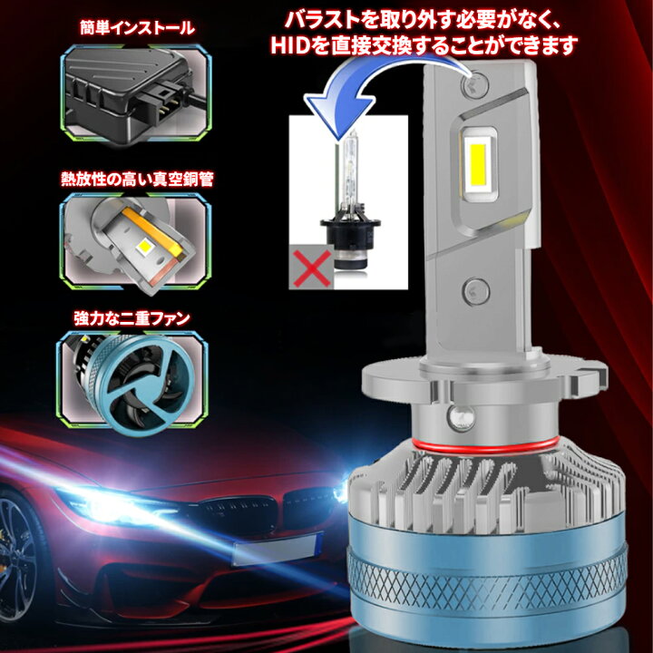 楽天市場 改良版 Ledヘッドライト バルブ D1s D1r D2s D2r D3s D3r D4s D4r 選択可 車検対応 90w 6500k lm 純正hid交換 光軸調整可 キャンセラー内蔵 ミニコントローラー付き 輸入車対応アウディ Bmw ベンツ 1年保証 E Auto Fun