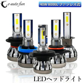 LEDヘッドライト H4 H7 H8 H11 H16 HB3 HB4 H1 H3 アメリカBridgeluxCOBチップ採用 超コンパクト冷却ファンレス式 40W 8000LM 6000K 2本セット MINI6