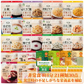 非常食 安心米 30点セット 8日分 21種類 防災 セット 中身だけ ごはん 詰め替え用 備蓄用 防災グッズ 保存食 災害 地震 防災用品 避難グッズ 避難用品 キャンプ アウトドア ゼリー