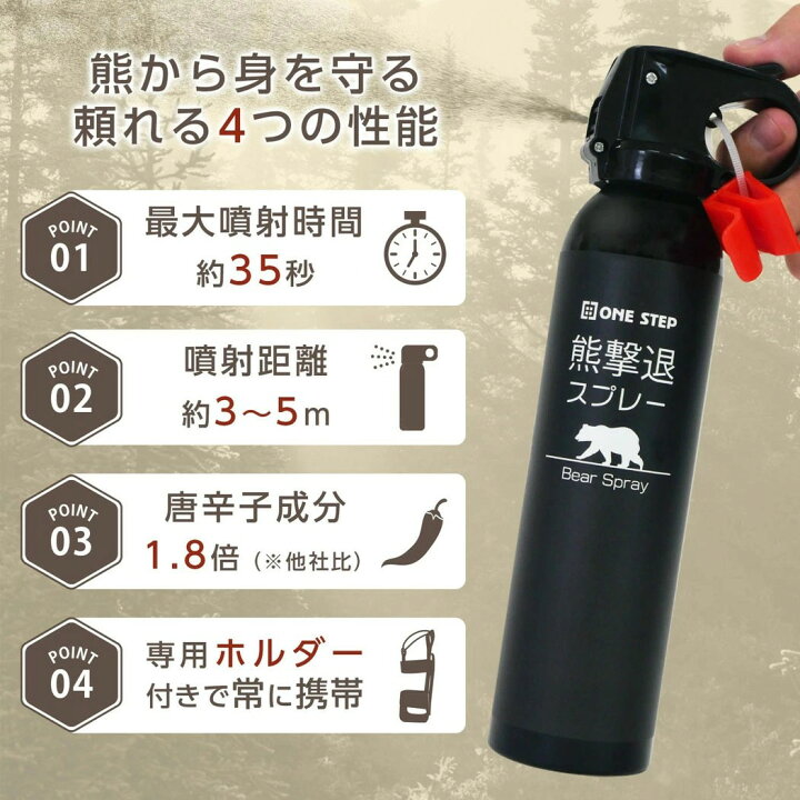 楽天市場】熊撃退スプレー クマ 撃退 大容量 ONE STEP 熊よけスプレー 