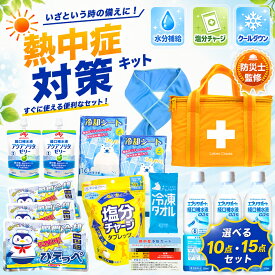 【即日発送】 熱中症対策 熱中症対策キット 熱中症応急処置キット 選べる 10点セット 15点セット クーラーバッグ 応急処置 瞬間冷却剤 水分補給 ゼリー ドリンク 塩分チャージ タブレット 冷却タオル 経口補水液 水 熱中症予防 工事現場 熱中症 応急セット