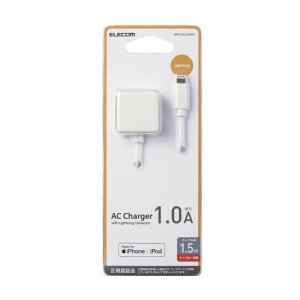 GR ELECOM iPhone[d iPad[d Lightning AC P[u zCg RpNg ^ L[u 1.5m(MPA-ACL02WH) [J[݌ɕi