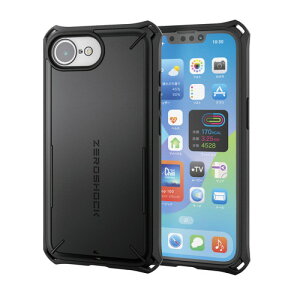 �G���R�� ELECOM iPhone 16e �P�[�X �n�C�u���b�h �Ռ��z�� �J���������Y�ی�J�o�[ �u���b(PM-A25SZEROSPBK) �ڈ��݌�=��