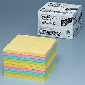 ポストイット 付箋 ふせん ポスト・イット(R) 再生紙ノート 業務用パック 6544-K 【ポストイット】(3M-6544-K) 目安在庫=○