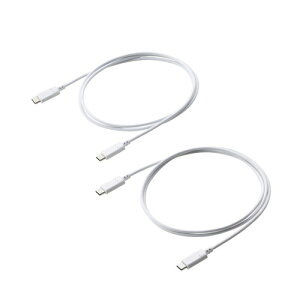 GR ELECOM 2in1P[u(USB Type-C - USB Type-C/Lightningϊ/MFiF)(MPA-CCTW10WH) [J[݌ɕi