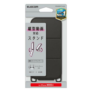 GR ELECOM iPhone 16e P[X U[ cJL V_[Xgbvz[t ubN(PM-A25SPLFYTBK) [J[݌ɕi