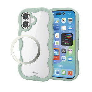 �G���R�� ELECOM iPhone 17 �P�[�X �n�C�u���b�h �Ռ��z�� �w�ʓ��� Grippy ��(PM-A25AFCWAVEGN) ���[�J�[�݌ɕi