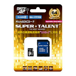 SuperTalent UHS-I Class10 Ή microSDXCJ[h 64GB ST64MSU1P ڈ݌=