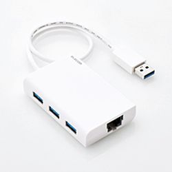 エレコム 有線LANアダプタGiga対応USB3.0Type-A USBハブ付 EDC-GUA3H-W メーカー在庫品