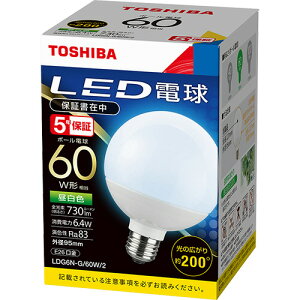 ���� TOSHIBA LED�d�� �{�[���d���` E26���� 6.4W �����F 1��(LDG6N-G/60W/2) �ڈ��݌�=��