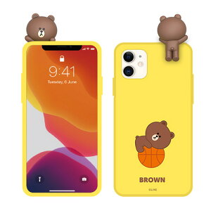 LINE FRIENDS iPhone 12 mini �t�B�M���A�t���J���[�\�t�g�P�[�X BASKETBALL BROWN(KCE-CSB025) �d����݌ɕi