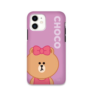 LINE FRIENDS �m�������C�Z���X�i�n iPhone 12 mini DUAL GUARD BASIC CHOCO(KCE-CSB037) �d����݌ɕi[���[���֑Ώۏ��i]
