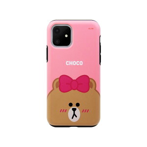 LINE FRIENDS iPhone 11 DUAL GUALD Full Face CHOCO(KCJ-DFX003) �d����݌ɕi[���[���֑Ώۏ��i]