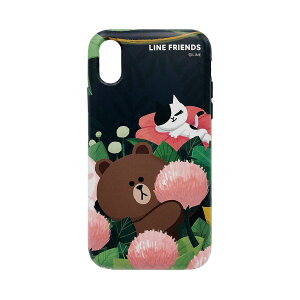 LINE FRIENDS iPhone XS Max DUAL GUARD �e�[�} �u���E��(KCL-DCT007) �d����݌ɕi[���[���֑Ώۏ��i]