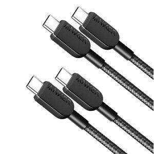 �A���J�[�W���p�� ANKER 310 ���ϋv�i�C���� USB-C&USB-C �P�[�u�� 0.9m �u���b�N 1�p�b�N(2�{)(B81E5011) �ڈ��݌�=��