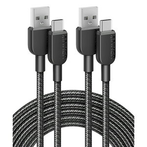 �A���J�[�W���p�� ANKER 310 ���ϋv�i�C���� USB-C&USB-A �P�[�u�� 3.0m �u���b�N 1�p�b�N(2�{)(B81G7011) �ڈ��݌�=��