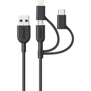 �A���J�[�W���p�� ANKER PowerLine II 3-in-1�P�[�u�� 0.9m �u���b�N 1�{(A8436012) �ڈ��݌�=��