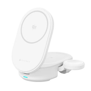 HACRAY Qi2 25W�F�� 3 in 1 �܂肽���݃��C�����X�[�d�X�^���h �z���C�g(HR-T11WH) �d����݌ɕi
