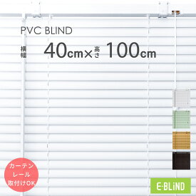 ブラインド プラスチックブラインド 横型 カーテンレール取付可 ブラインドカーテン 既製サイズ 幅40cm 高さ100cm スラット幅25mm PVCブラインド 木目 ホワイト ダーク ブラウン グリーン 賃貸 調光 採光 簡単取付 SNS映え イージーブラインド