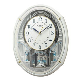 からくり時計 リズム 電波時計 回転飾り付き掛け時計 掛時計 メロディ スモールワールドアルディN 4MN553RH03 クロック CLOCK 音楽 仕掛け スワロフスキー使用