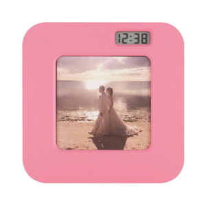 ましかくフォトフレームクロック 写真立て 置き時計 ピンク かわいい ADDESO アデッソ 大量注文可能 名入れ MS-01PK
