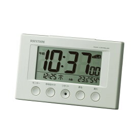 リズム時計 電波時計 電波目覚まし時計 スヌーズ機能 温・湿度計付き 電子音 デジタル 8RZ166SR03