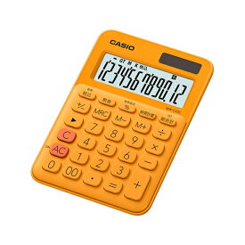 ミニジャスト型カラフル電卓 MW-C20C-RG-N カシオ CASIO オレンジ 12桁表示 税計算 時間計算 2電源 ソーラー 電卓
