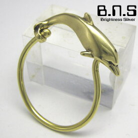 金色のイルカ、ドルフィンキーリング　ブラス　真鍮(キーホルダー、キーチェーン、鍵、動物)【key-047-KB05】