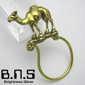 金色の駱駝、ヒトコブラクダキーリング　ブラス　真鍮 (キーホルダー、キーチェーン、鍵、ラクダ、らくだ、キャメル、camel、Camelus dromedarius、動物)