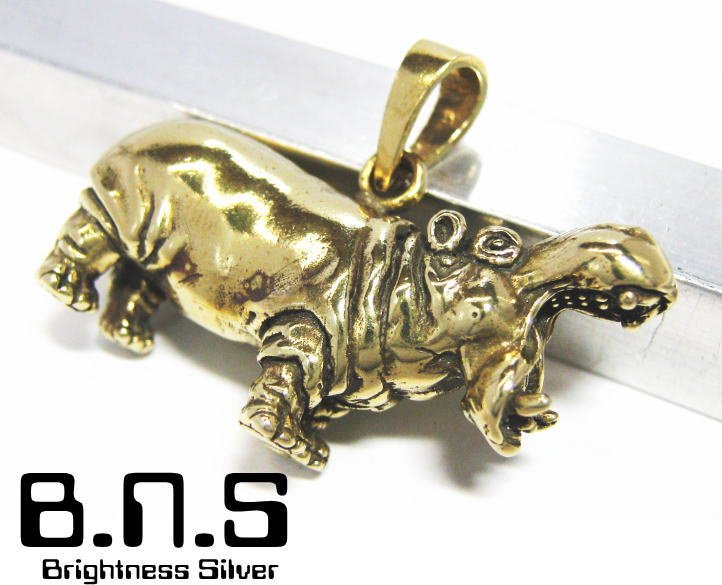 カバのペンダント バーゲンセール 金色の河馬 カバペンダント ブラス 真鍮 格安 ヒポポタマス amphibius Hippopotamus かば 動物