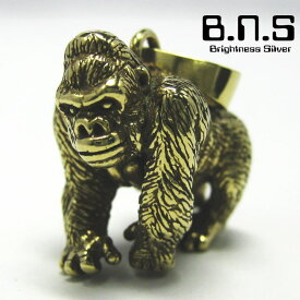 金色のゴリラ ゴリラペンダント　ブラス 真鍮 (猿、類人猿、Gorilla、動物)【neck-1294-PB124】