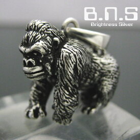 銀のゴリラ ゴリラペンダント　シルバー925 SV925 silver925 (猿、類人猿、Gorilla、動物)【neck-1314-P124】