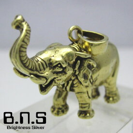 金色の象 アジアゾウペンダント　真鍮 ブラス brass (ネックレス、インドゾウ、エレファント、ぞう、Elephas maximus、動物)【neck-1326】【PB127】