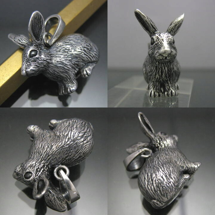 銀の兎 野うさぎペンダント シルバー925 SV925 silver925 (ネックレス、うさぎ、ウサギ、rabbit、ラビット、動物)  ブライトネスシルバー