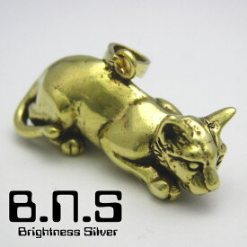 ネコペンダント　ブラス　真鍮 (ネックレス、ねこ、猫、キャット、CAT、動物)【neck-1354-PB144】