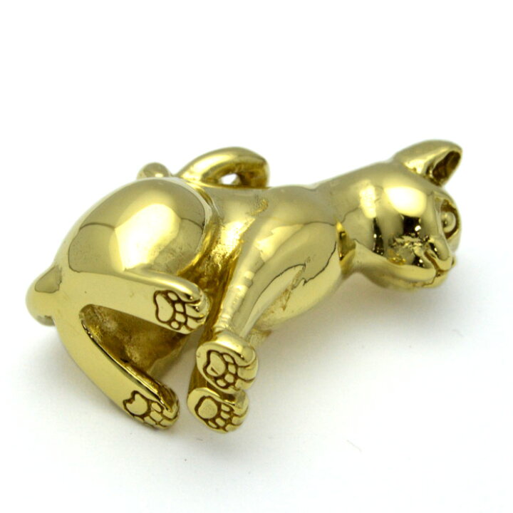 楽天市場】金色の猫 ネコペンダント2 真ちゅう ブラス brass 