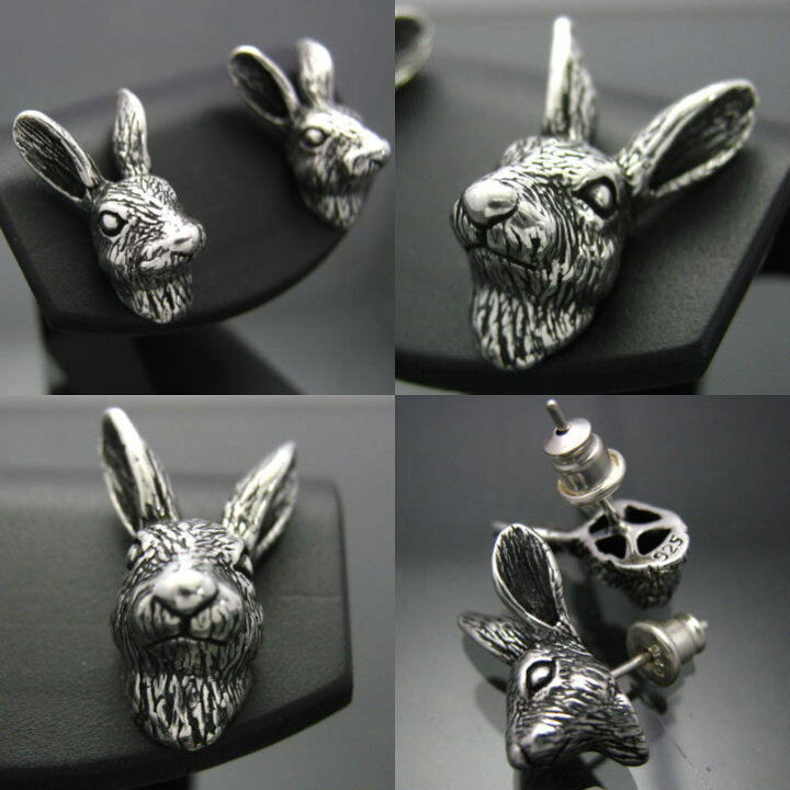 楽天市場】銀の兎 野うさぎピアス 片方販売 シルバー925 (うさぎ 