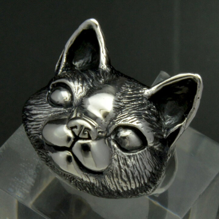 楽天市場】銀の猫の顔の指輪 キャットフェイスリング シルバー925 銀 