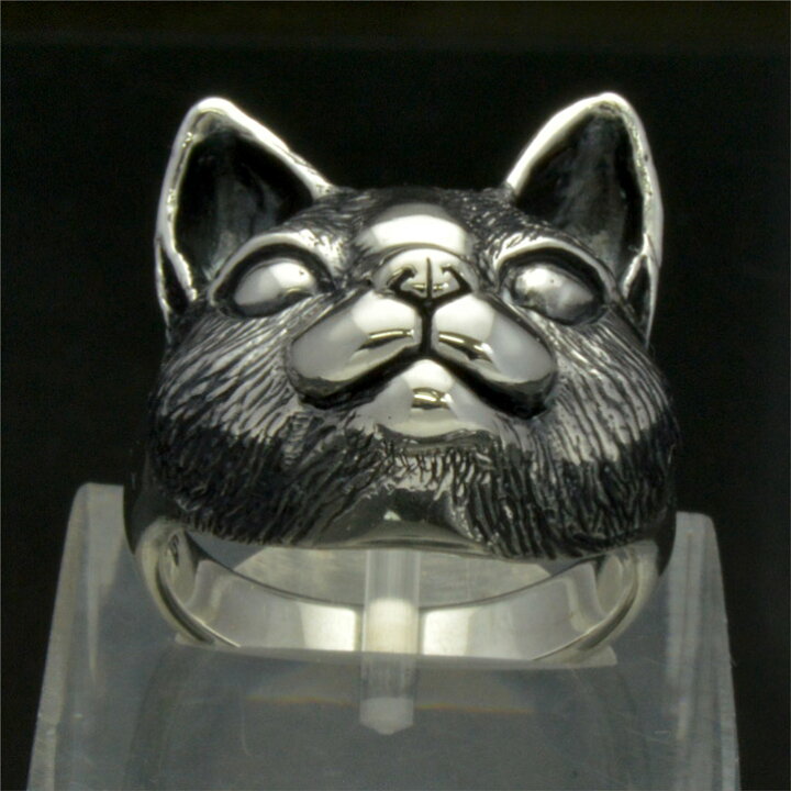 楽天市場】銀の猫の顔の指輪 キャットフェイスリング シルバー925 銀 