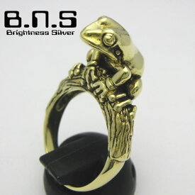 金色の蛙の指輪 ニホンアマガエルリング 【No,1】真鍮 ブラス brass 日本雨蛙 かえる　カエル